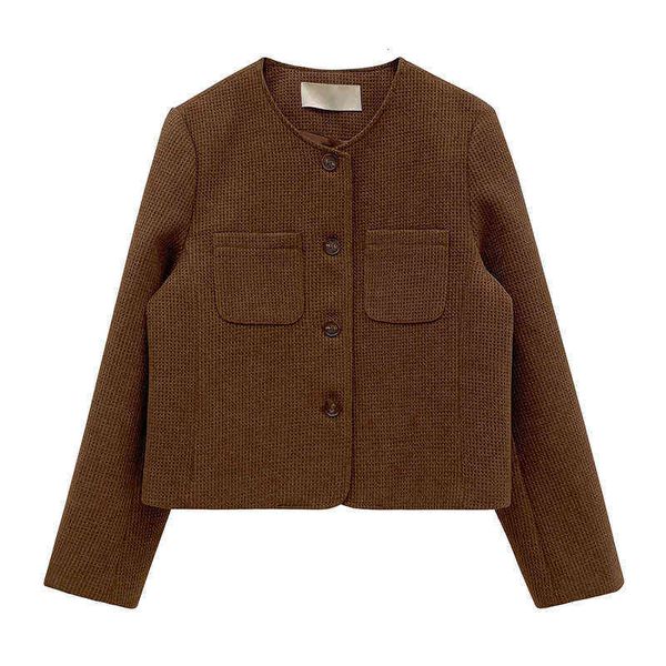 allo fu 2021 autumn winter round neck short tweed coat korean small double pocket female 21279, Black;brown
allo fu 2021 autumn winter round neck short tweed coat korean small double pocket female 21279, Black;brown