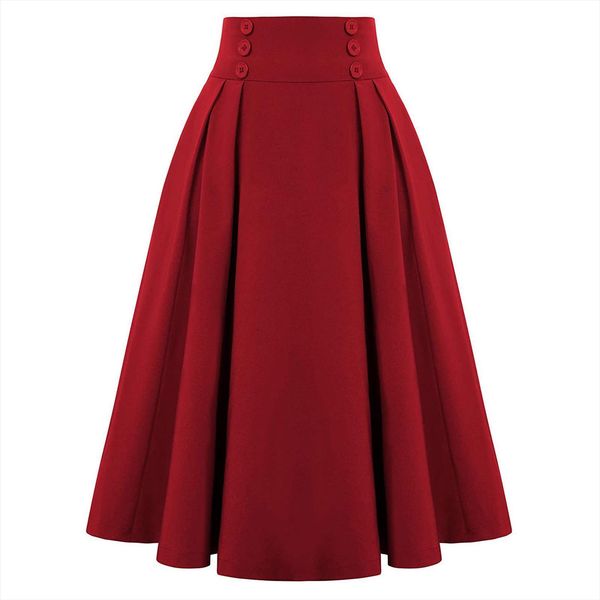 high waist long pleated spring womens skirt winter vintage casual a line with pockets elastic, Black
high waist long pleated spring womens skirt winter vintage casual a line with pockets elastic, Black