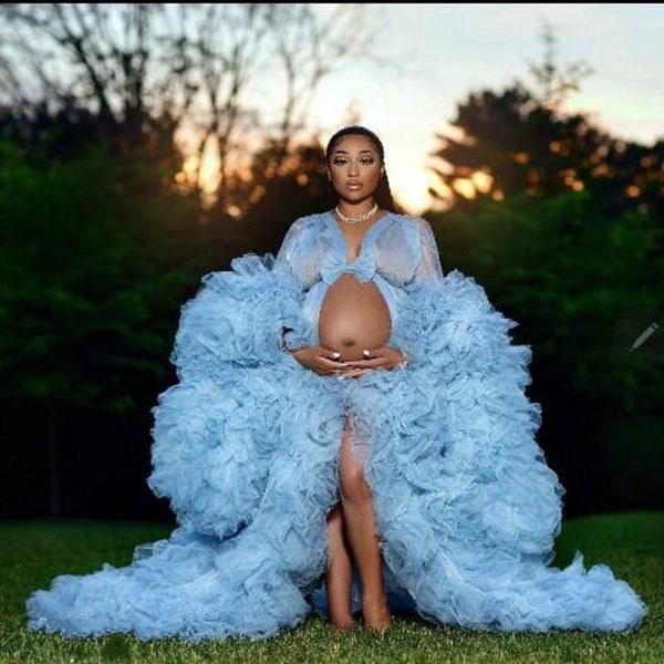 sky blue puffy tulle maternity women dresses 2021 ruffles lush a-ling jacket formal dress robe nightgown casual, Black;gray
sky blue puffy tulle maternity women dresses 2021 ruffles lush a-ling jacket formal dress robe nightgown casual, Black;gray