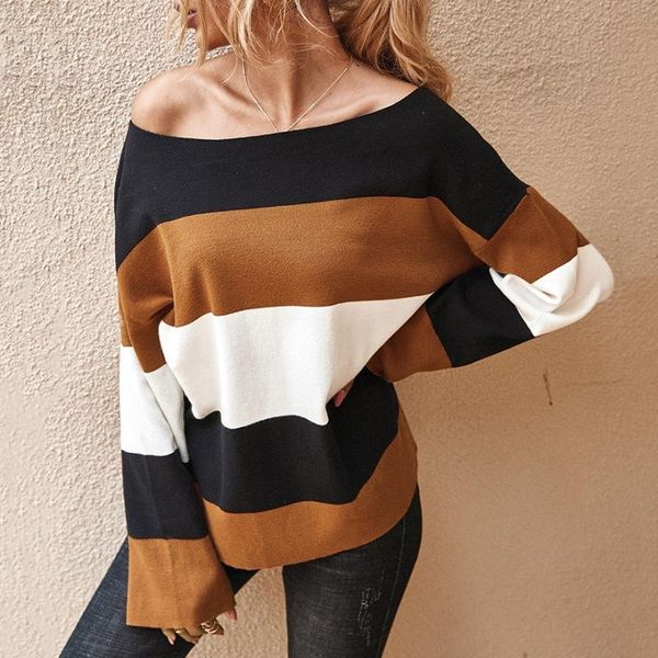 women's sweaters women pullover broad stripe color matching patchwork autumn ladies long sleeves casual outfit for female, White;black
women's sweaters women pullover broad stripe color matching patchwork autumn ladies long sleeves casual outfit for female, White;black