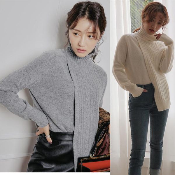 women's sweaters and american high-end cashmere sweater irregular twist loose thickening lazy bottoming trend, White;black
women's sweaters and american high-end cashmere sweater irregular twist loose thickening lazy bottoming trend, White;black