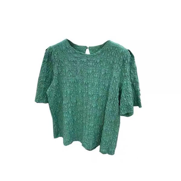 women's t-shirt summer 2021 pleated round neck loose versatile short sleeve base shirt green french top, White
women's t-shirt summer 2021 pleated round neck loose versatile short sleeve base shirt green french top, White