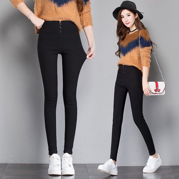 women's black pants pencil trousers 2021 spring fall button pocke women slim ladies jean female high waist & capris, Black;white
women's black pants pencil trousers 2021 spring fall button pocke women slim ladies jean female high waist & capris, Black;white