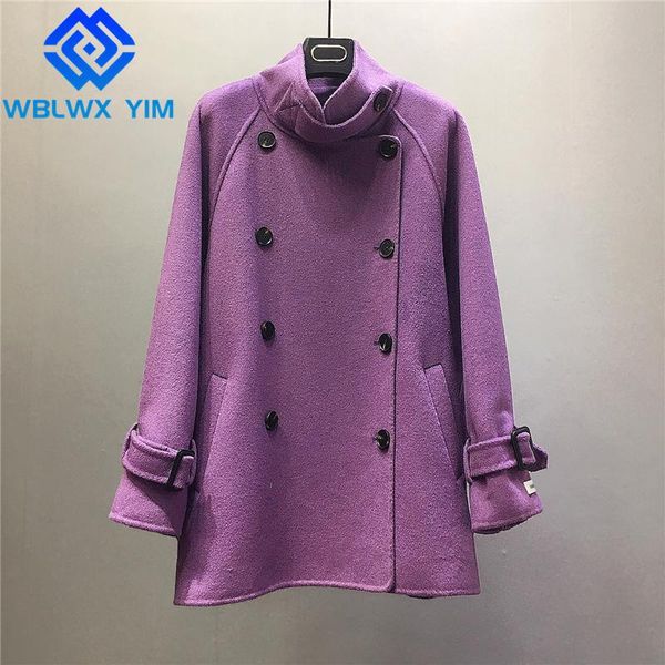 women's wool & blends 2021 winter coat women double breasted pocket fashion stand collar loose thick warm woolen coats female, Black
women's wool & blends 2021 winter coat women double breasted pocket fashion stand collar loose thick warm woolen coats female, Black