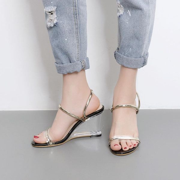 peep toe transparent ankle strap women sandals high wedges fashion shoes front rear buckle, Black
peep toe transparent ankle strap women sandals high wedges fashion shoes front rear buckle, Black