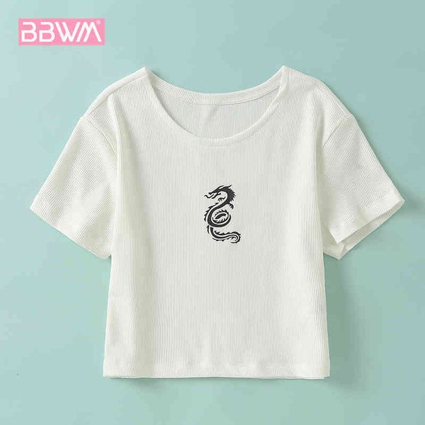 women's short sleeved round neck t-shirt crop navel breathable cotton slimming short white sport hip hop 210507
women's short sleeved round neck t-shirt crop navel breathable cotton slimming short white sport hip hop 210507