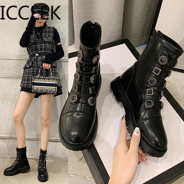 women boots for platform ankle winter shoes motorcycle pu leather punk booties botas mujer 210428, Black
women boots for platform ankle winter shoes motorcycle pu leather punk booties botas mujer 210428, Black