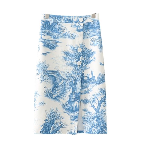 elegant women blue and white printing skirts fashion ladies side slit female button girls chic 210430, Black
elegant women blue and white printing skirts fashion ladies side slit female button girls chic 210430, Black