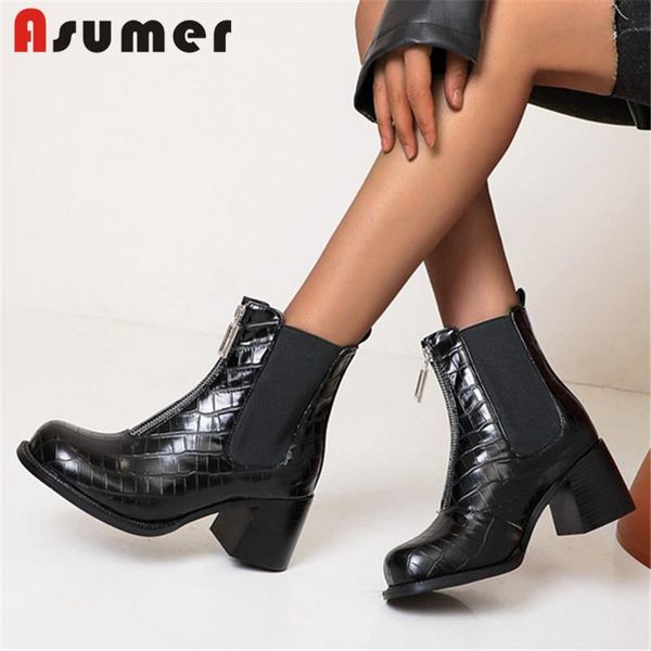 boots asumer 6.5cm thick high heels 2021 women round toe zip fashion stone pattern autumn winter casual ankle woman, Black
boots asumer 6.5cm thick high heels 2021 women round toe zip fashion stone pattern autumn winter casual ankle woman, Black