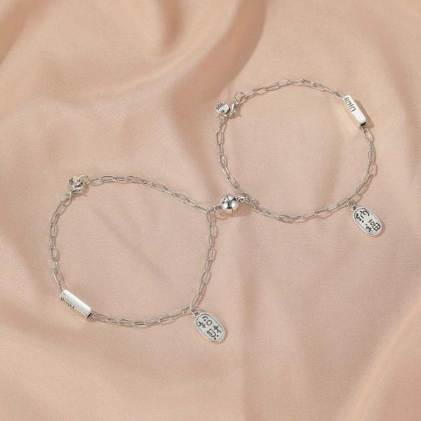 charm bracelets 1 pair magnetic bracelet female ins happy words attract wealth and fortune simple student personality couple jewelry, Golden;silver
charm bracelets 1 pair magnetic bracelet female ins happy words attract wealth and fortune simple student personality couple jewelry, Golden;silver