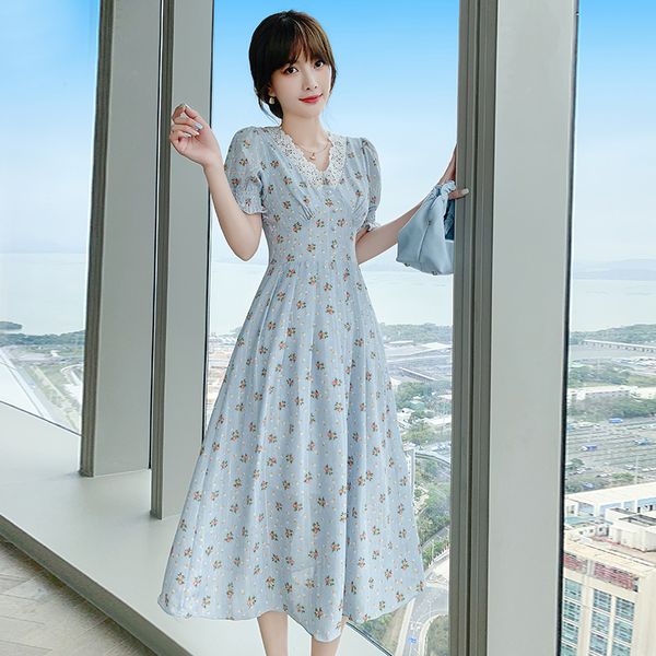 women dress floral summer short sleeve clothing beige blue korean fashion cute sweet high waisted dresses lace v-neck, Black;gray
women dress floral summer short sleeve clothing beige blue korean fashion cute sweet high waisted dresses lace v-neck, Black;gray