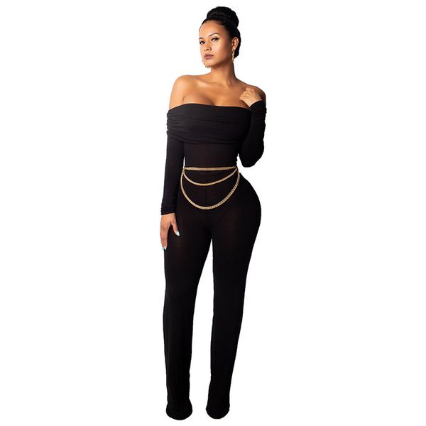 autumn winter elegant off shoulder black long sleeve jumpsuit women slash neck chain wide leg long pants romper overalls, Black;white
autumn winter elegant off shoulder black long sleeve jumpsuit women slash neck chain wide leg long pants romper overalls, Black;white