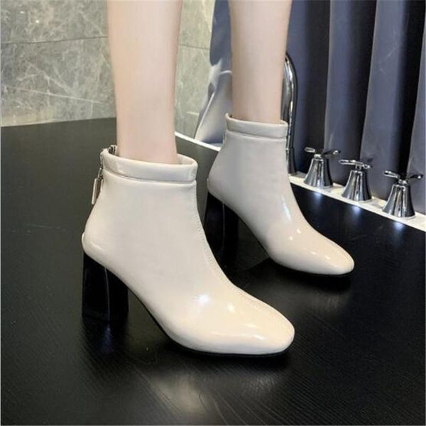 boots patent leather ankle women winter autumn square high heel zipper round toe woman shoes beige black
boots patent leather ankle women winter autumn square high heel zipper round toe woman shoes beige black