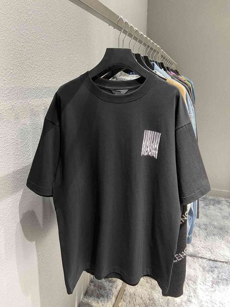 high version ins net red same summer new bar code kaiwaterfall printed round neck short sleeve t-shirt tee, White;black