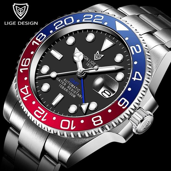 wristwatches lige men watches sapphire glass 40mm ceramic gmt mechanical 100m waterproof classic fashion luxury automatic watch, Slivery;brown
wristwatches lige men watches sapphire glass 40mm ceramic gmt mechanical 100m waterproof classic fashion luxury automatic watch, Slivery;brown