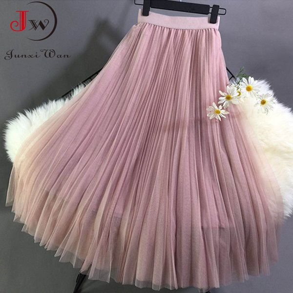 double layer sweet mesh pleated skirt women elastic high waist solid spring and summer elegant long skirts saias 210510, Black
double layer sweet mesh pleated skirt women elastic high waist solid spring and summer elegant long skirts saias 210510, Black