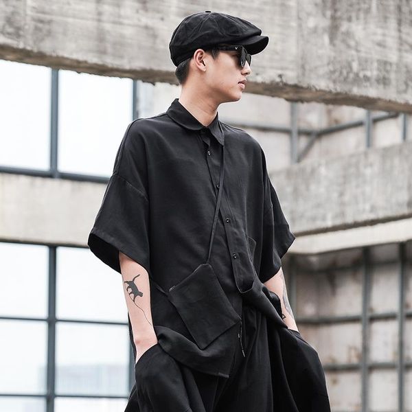 men's casual shirts men contain bag short sleeve loose shirt male japan streetwear fashion hip hop black mens button up, White;black
men's casual shirts men contain bag short sleeve loose shirt male japan streetwear fashion hip hop black mens button up, White;black