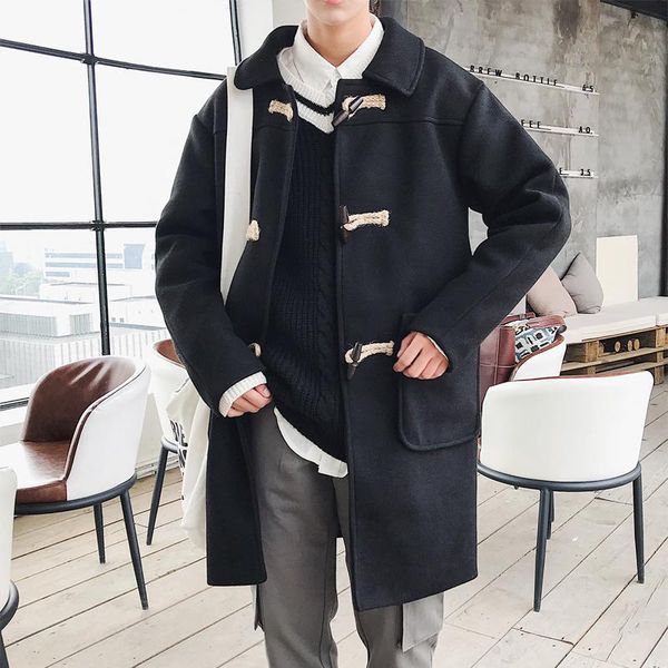 men's wool & blends 2021 fashion 5-color horn buckle button winter coat men thick korean male long trench warm overcoat for, Black
men's wool & blends 2021 fashion 5-color horn buckle button winter coat men thick korean male long trench warm overcoat for, Black
