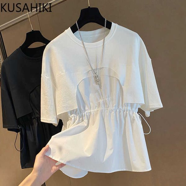 kusahiki causal patchwork woman tshirts korean drawstring slim waist elegant graphic tee elegant t shirt femme 6g211 210602, White
kusahiki causal patchwork woman tshirts korean drawstring slim waist elegant graphic tee elegant t shirt femme 6g211 210602, White