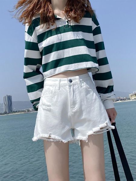 women's shorts white denim female summer thin section 2021 easing spice ultrashort pants tide ins of hole in a word, White;black
women's shorts white denim female summer thin section 2021 easing spice ultrashort pants tide ins of hole in a word, White;black