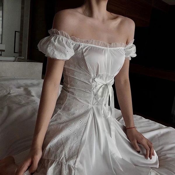 casual dresses summer bella hadid white beach dress slash neck ruffles lace elegant off shoulder a line party nightdress boho, Black;gray
casual dresses summer bella hadid white beach dress slash neck ruffles lace elegant off shoulder a line party nightdress boho, Black;gray