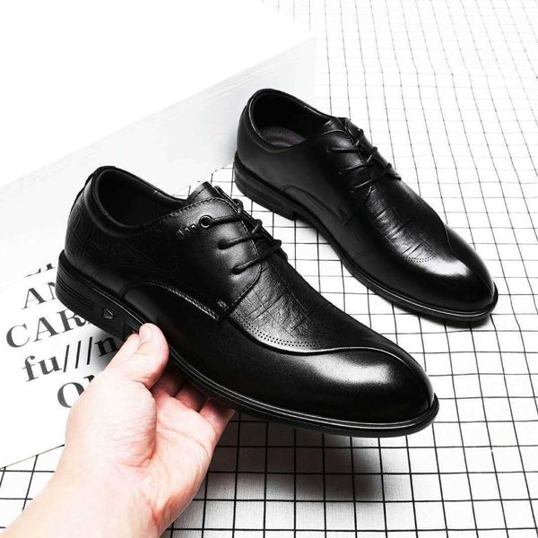 2021 single shoes men's formal leather layer cowhide business round head lace up, Black
2021 single shoes men's formal leather layer cowhide business round head lace up, Black