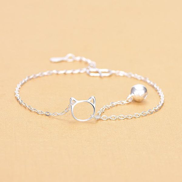 link, chain wholesale real 925 sterling silver link bracelets with cat bell charm fine jewelry, Black
link, chain wholesale real 925 sterling silver link bracelets with cat bell charm fine jewelry, Black