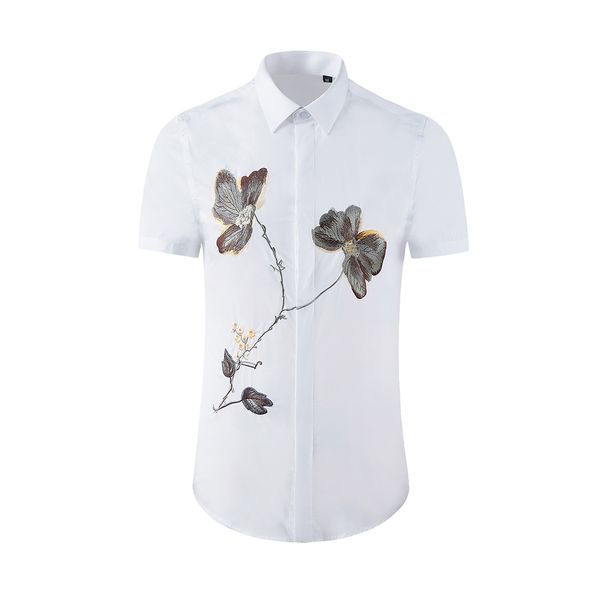 business shirt deluxe and chest contrast color flower embroidery casual end short sleeve slim summer handsome, White;black
business shirt deluxe and chest contrast color flower embroidery casual end short sleeve slim summer handsome, White;black