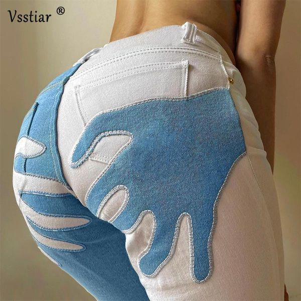 women's pants & capris vsstiar design jeans autumn winter patchwork streetwear trousers women fashion casual high waist flare woman, Black;white
women's pants & capris vsstiar design jeans autumn winter patchwork streetwear trousers women fashion casual high waist flare woman, Black;white