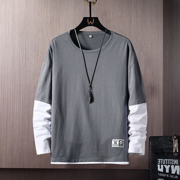 round autumn vacation two ne sweater long sve cotton t-shirt men's loose fashion casual top, Black
round autumn vacation two ne sweater long sve cotton t-shirt men's loose fashion casual top, Black