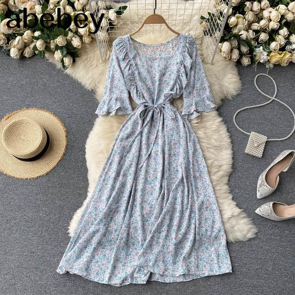 women chiffon floral dress korean sweet square collar short sleeve a-line es summer boho print vacation beach midi 210512, Black;gray
women chiffon floral dress korean sweet square collar short sleeve a-line es summer boho print vacation beach midi 210512, Black;gray