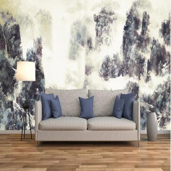 wallpapers milofi custom 3d hand-painted ink landscape background wallpaper mural