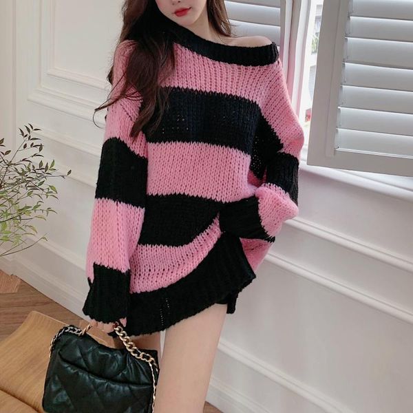 women's sweaters women big striped long sleeve sweet pink plus size lady loose pullover autumn winter korean fashion cloth, White;black
women's sweaters women big striped long sleeve sweet pink plus size lady loose pullover autumn winter korean fashion cloth, White;black