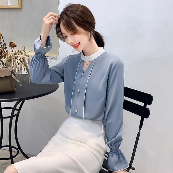 women's knits & tees spring super fairy trumpet sleeve chiffon shirt female temperament beaded hollow long-sleeved bottoming top, White
women's knits & tees spring super fairy trumpet sleeve chiffon shirt female temperament beaded hollow long-sleeved bottoming top, White