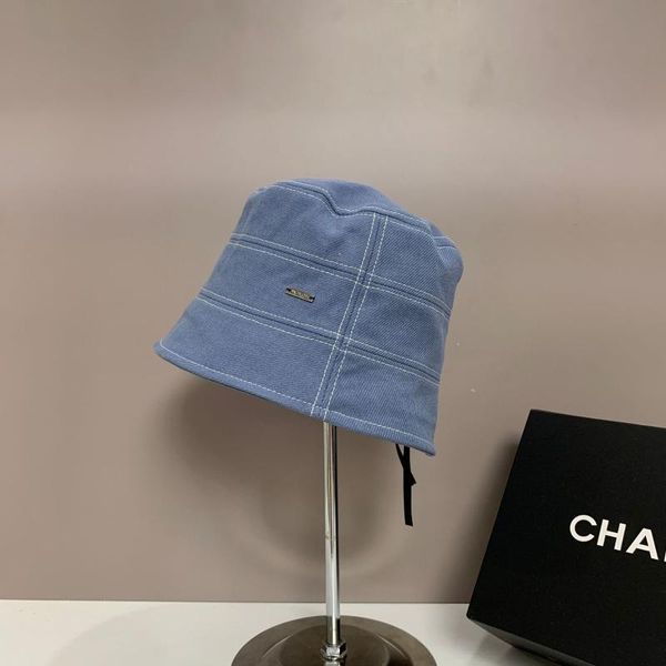 wide brim hats harajuku simplicity womens fisherman's hat personality metal label bucket for lady casual panama cap, Blue;gray
wide brim hats harajuku simplicity womens fisherman's hat personality metal label bucket for lady casual panama cap, Blue;gray