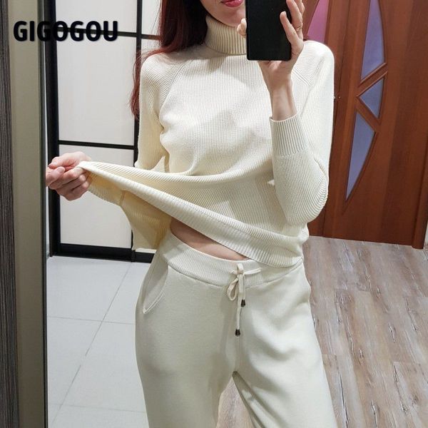 gigogou long sleeve womens knitted sweater suit autumn winter woman turtleneck costume sweater two piece set tracksuits pull, White;black
gigogou long sleeve womens knitted sweater suit autumn winter woman turtleneck costume sweater two piece set tracksuits pull, White;black