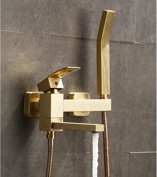 bathroom shower faucet set wall mounted brass bathtub brush gold /gold square sets
bathroom shower faucet set wall mounted brass bathtub brush gold /gold square sets