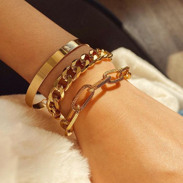 link, chain 2021 4pcs punk curb cuban bracelets set for women miami boho thick gold color charm bangles fashion jewelry, Black
link, chain 2021 4pcs punk curb cuban bracelets set for women miami boho thick gold color charm bangles fashion jewelry, Black