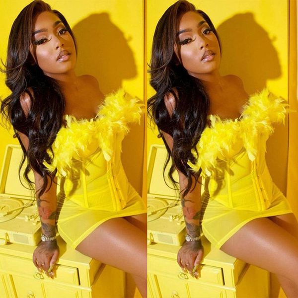 mini mermaid prom dresses yellow feather sweetheart evening gowns african cocktail party club wear outfit, Black
mini mermaid prom dresses yellow feather sweetheart evening gowns african cocktail party club wear outfit, Black