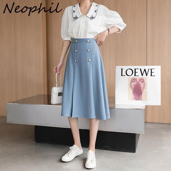 neophil 2021 summer office ladies button a-line midi skirts high waist women's elegant solid flare swing skirt jupe femme s21409, Black
neophil 2021 summer office ladies button a-line midi skirts high waist women's elegant solid flare swing skirt jupe femme s21409, Black