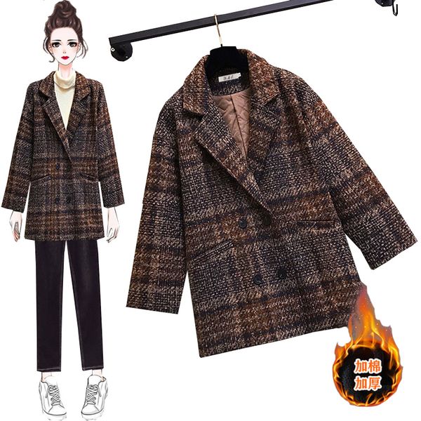 women's suits & blazers autumn winter plaid wool outerwear clothing plus size 4xl loose thicken blazer woolen overcoat jacket woman ozo, White;black
women's suits & blazers autumn winter plaid wool outerwear clothing plus size 4xl loose thicken blazer woolen overcoat jacket woman ozo, White;black