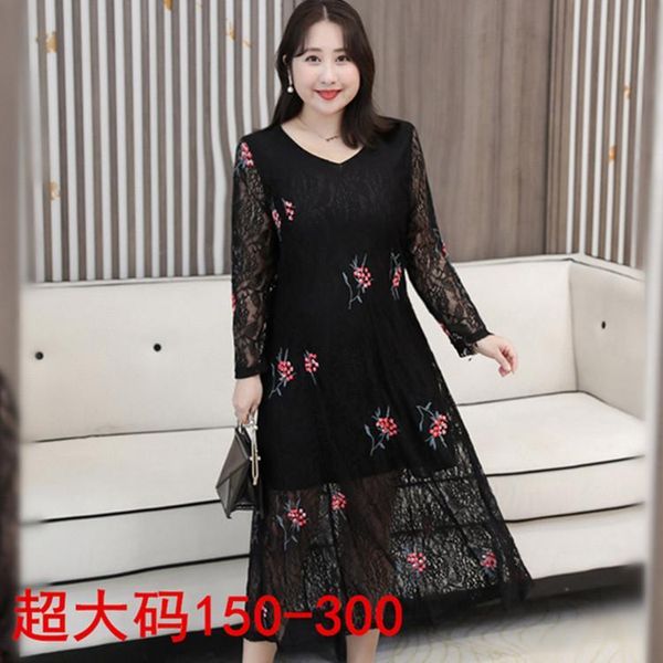 casual dresses 7xl 8xl big size women lace dress korean style long flower embroidery evening party spring summer plus, Black;gray
casual dresses 7xl 8xl big size women lace dress korean style long flower embroidery evening party spring summer plus, Black;gray