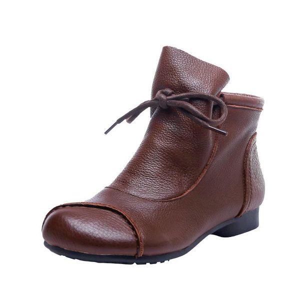 boots autumn and winter leather women's retro short lace-up handmade soft-soled mother shoe, Black
boots autumn and winter leather women's retro short lace-up handmade soft-soled mother shoe, Black