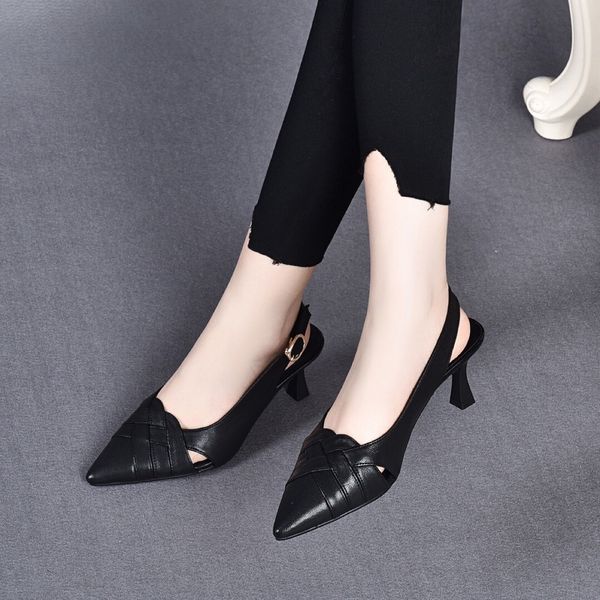luxury dress shoes baotou sandal's middle hollow sheep 2021 summer fashion trend pointed thin high heels, Black
luxury dress shoes baotou sandal's middle hollow sheep 2021 summer fashion trend pointed thin high heels, Black