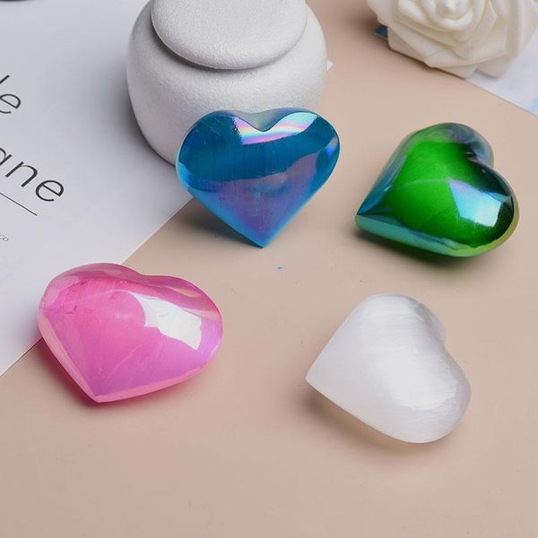 decorative objects & figurines 1pc electroplate natural selenite plaster loving heart mineral quartz crystals healing stone rock home de
decorative objects & figurines 1pc electroplate natural selenite plaster loving heart mineral quartz crystals healing stone rock home de