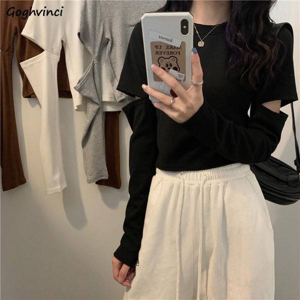 women's t-shirt spring autumn hole t-shirts women o-neck long sleeve crop slim simple student cotton clothing plus size -3xl styl, White
women's t-shirt spring autumn hole t-shirts women o-neck long sleeve crop slim simple student cotton clothing plus size -3xl styl, White