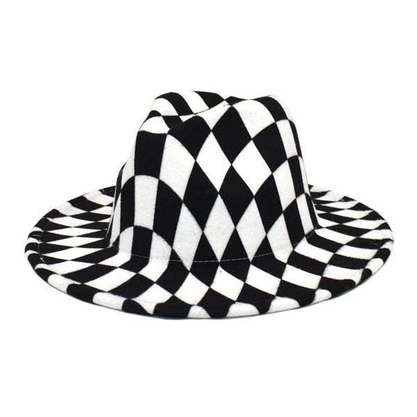 stingy brim hats ladies autumn and winter wool hat black white plaid felt tide, Blue;gray
stingy brim hats ladies autumn and winter wool hat black white plaid felt tide, Blue;gray