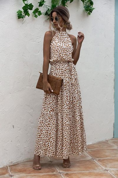 women dot print dress sleeveless choker o neck long vintage party beach bohemian dresses kleider damen #g4 casual, Black;gray
women dot print dress sleeveless choker o neck long vintage party beach bohemian dresses kleider damen #g4 casual, Black;gray