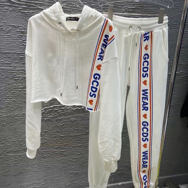 women tracksuits gcds autumn winter contrasting color letter design hooded sweater + casual pants fashion sports set, White
women tracksuits gcds autumn winter contrasting color letter design hooded sweater + casual pants fashion sports set, White