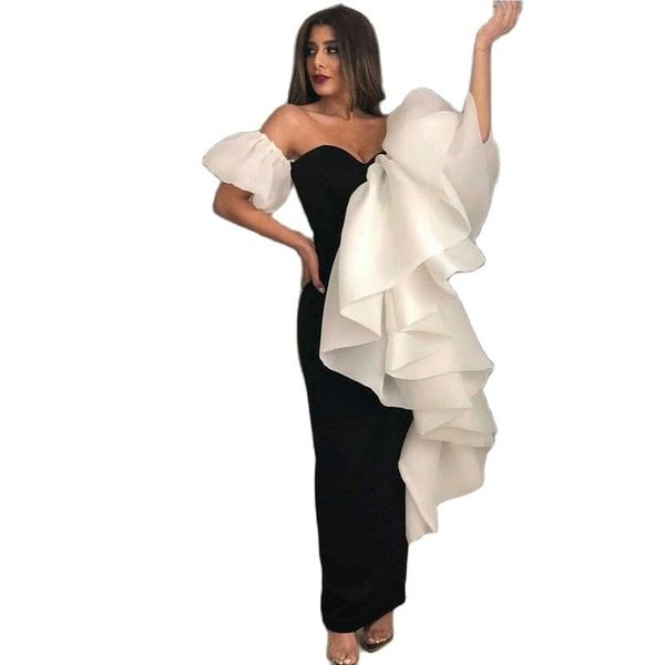 2022 black muslim evening dresses sheath sweetheart ruffles dubai saudi arabic long prom gowns, Black;red
2022 black muslim evening dresses sheath sweetheart ruffles dubai saudi arabic long prom gowns, Black;red